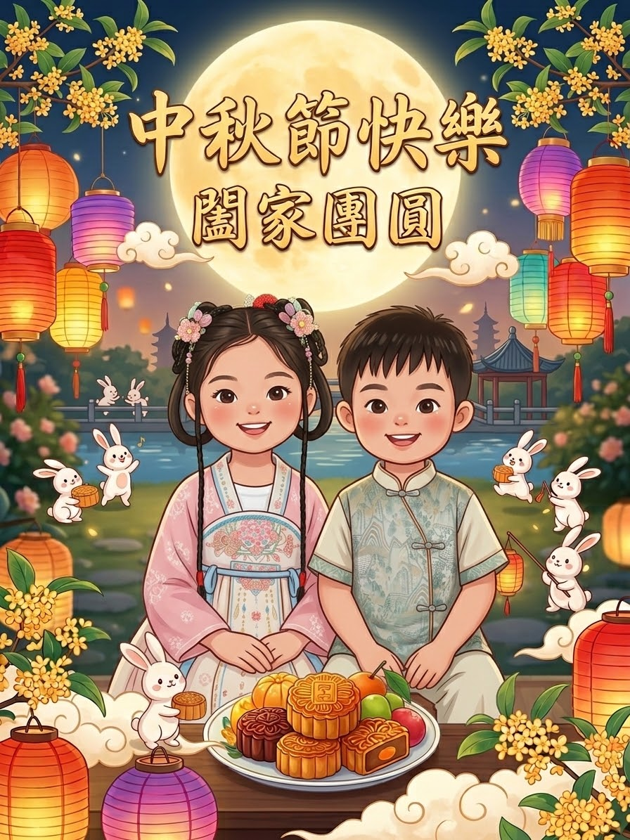 家長祝福：中秋節快樂 闔家團圓