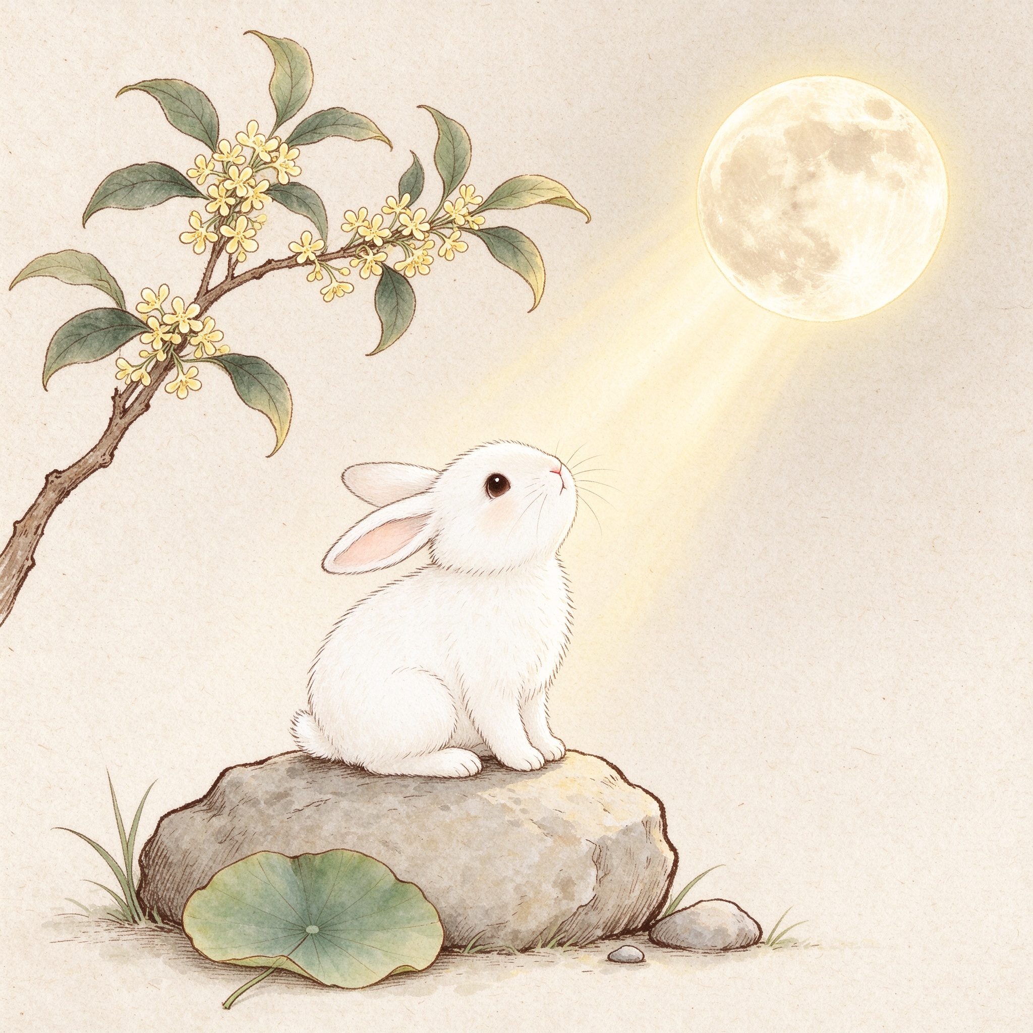 玉兔賞月插圖